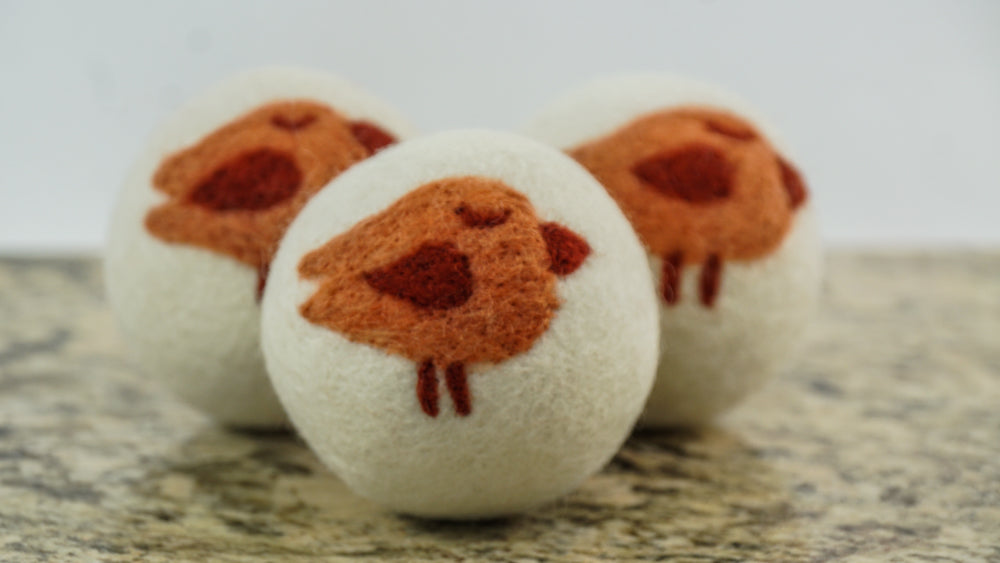 Eco-Friendly Wool Dryer Balls - Set of Three Birds